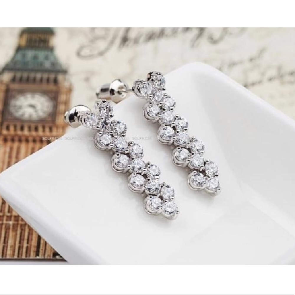 24k white gold plated CZ diamond earrings